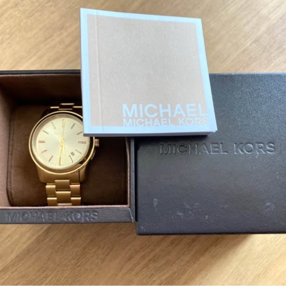 Michael Kors women's Gold Watch with Black Box